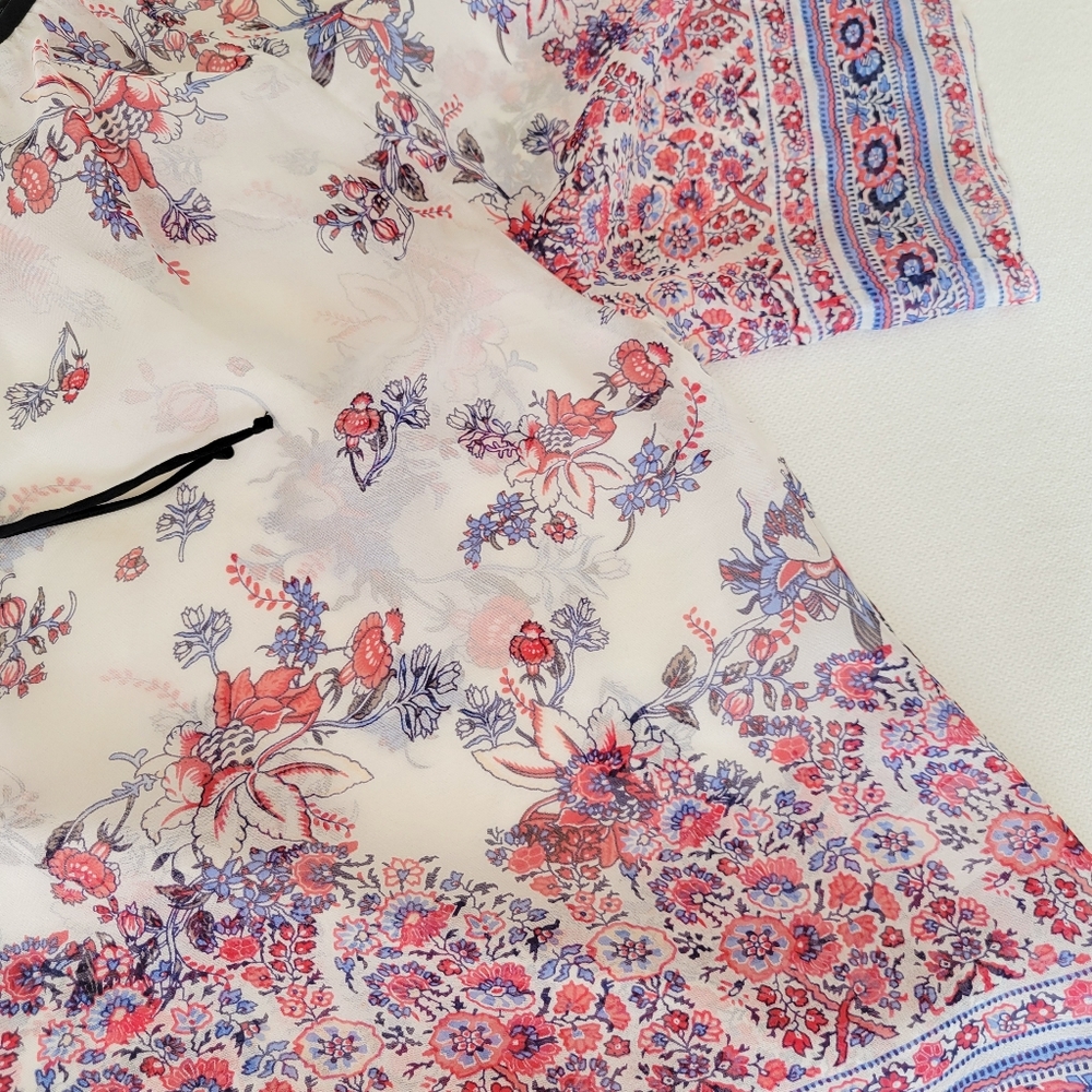 TWELFTH STREET By Cynthia Vincent White Silk Cottage Bohemian Boho Blouse - Picture 6 of 7
